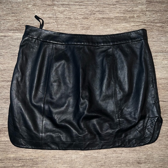Vintage T By Alexander Wang Black Leather Mini Skirt - Picture 1 of 5